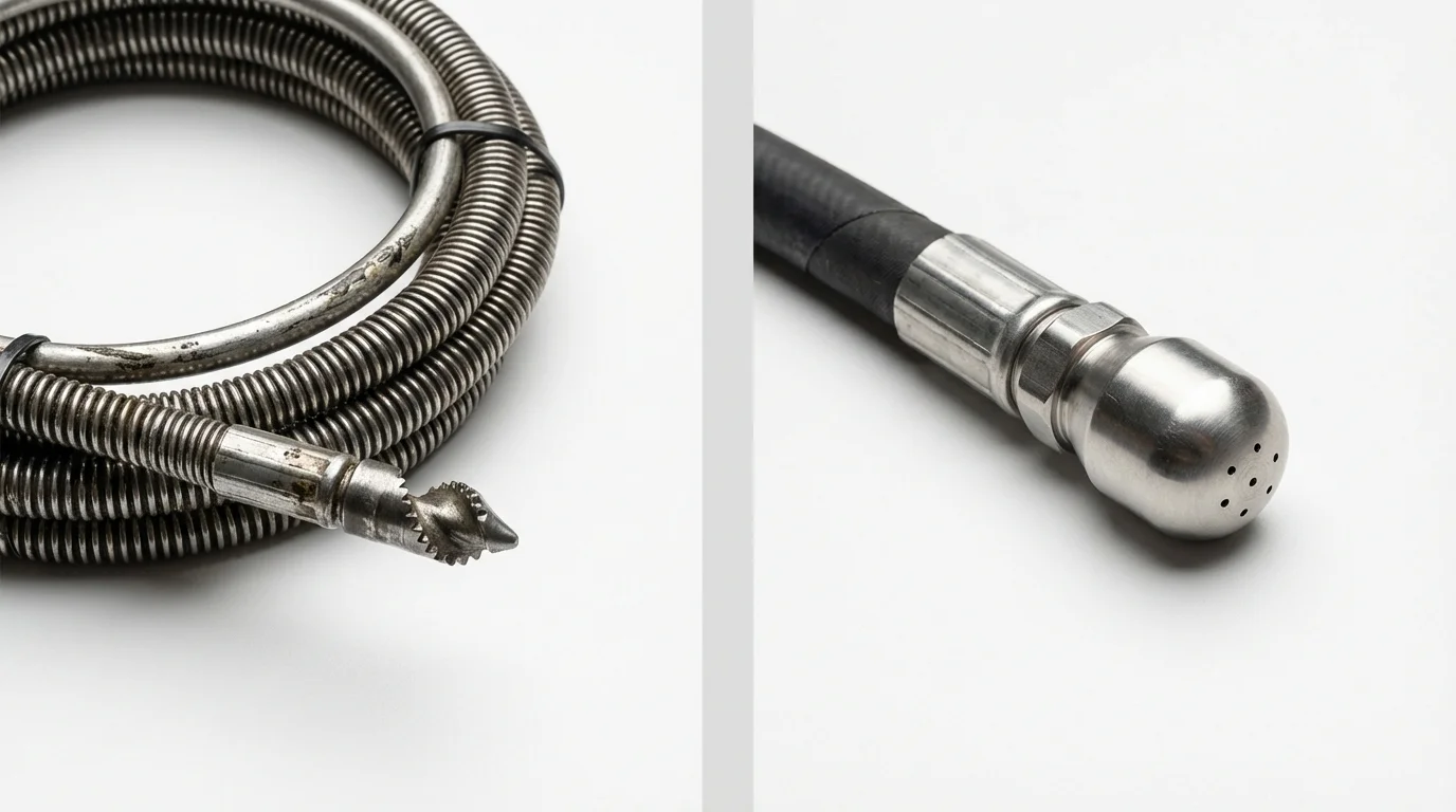 Drain snake cable and hydro jetting nozzle used for drain cleaning in Sedona, AZ