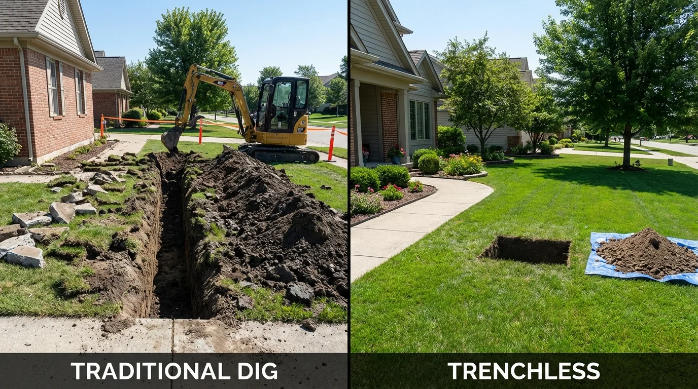 Trenchless sewer repair with minimal yard damage versus traditional excavation in Sedona, AZ